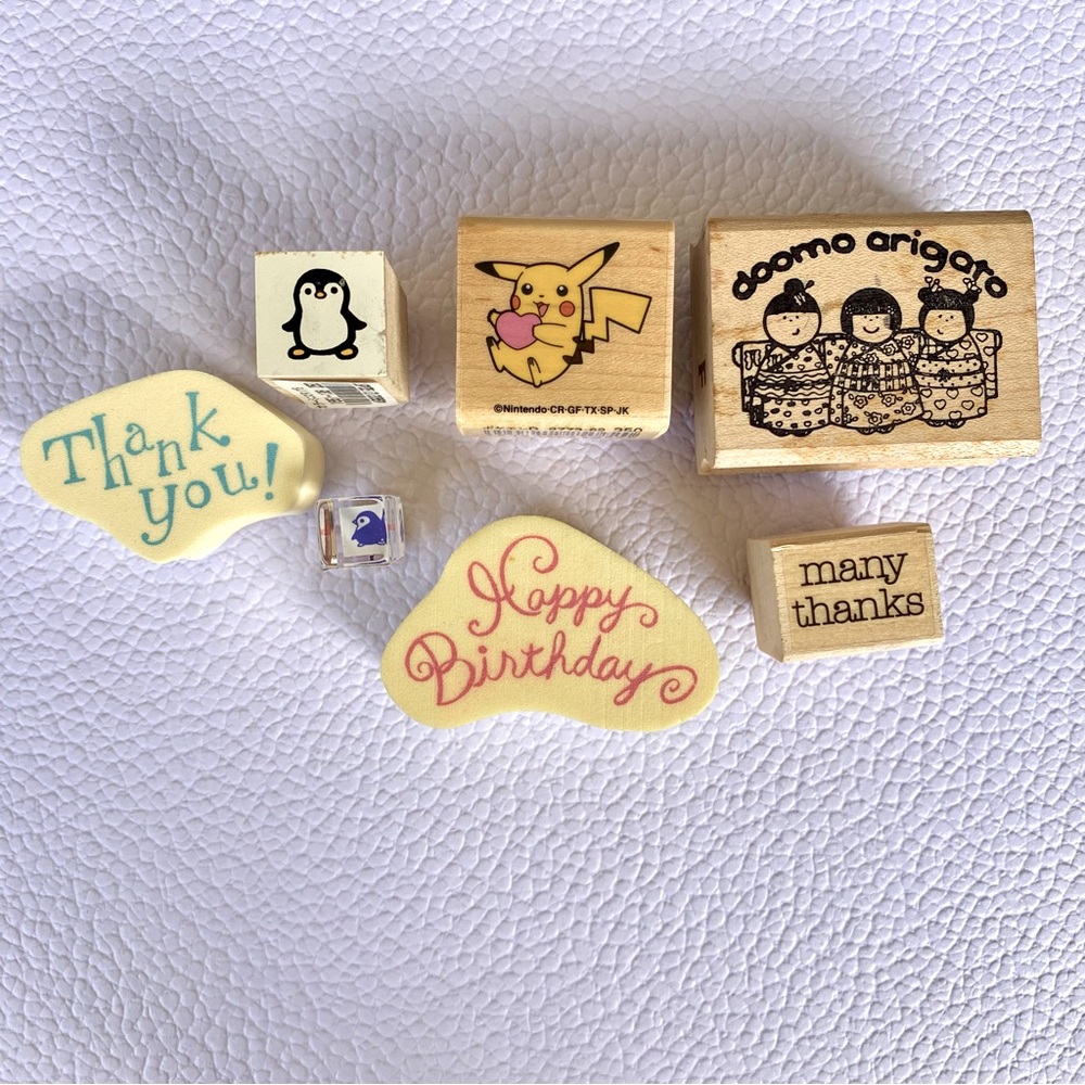 RARE Bundle 7 Rubber Stamps from Japan and Hawaii.